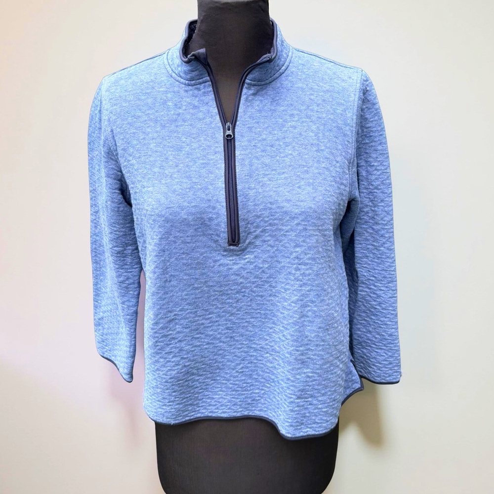 J Jill Fit Blue Half Zip Quilted Pullover‎ Sweater size Medium